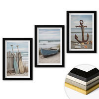 WANDBILDER 3er-Set - 20x30 cm Schwarzer Rahmen - Strandbootanker Sand - Schwarz, Kunststoff (20/30cm) - ArtPrintCave