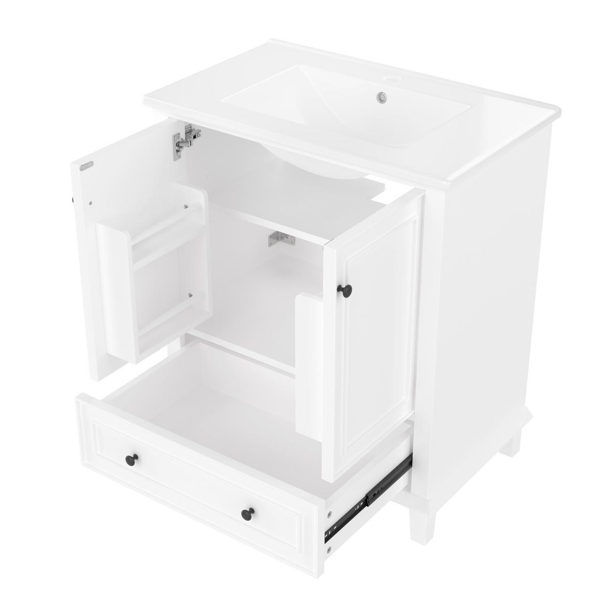 BADEZIMMERSCHRANK mit Waschbecken 76 x 46 x 87 cm Weiß - Weiß, Holzwerkstoff (46/87/76cm) - Beauniv