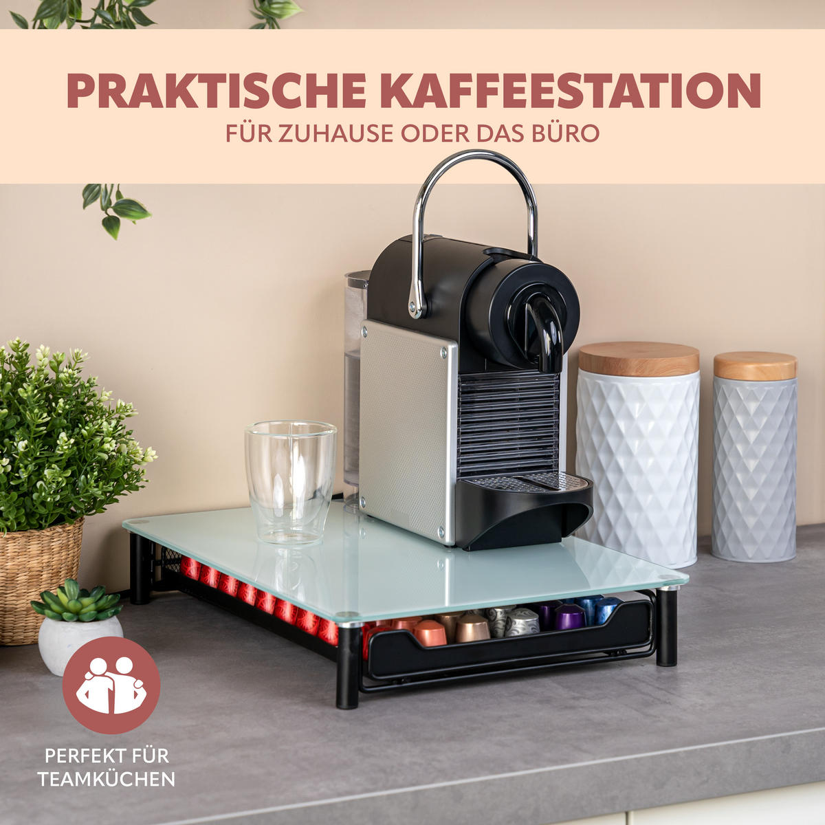 KAFFEEKAPSEL-BOX, für Nespresso, weiß - Weiß, Metall (31/7/40.5cm) - bremermann