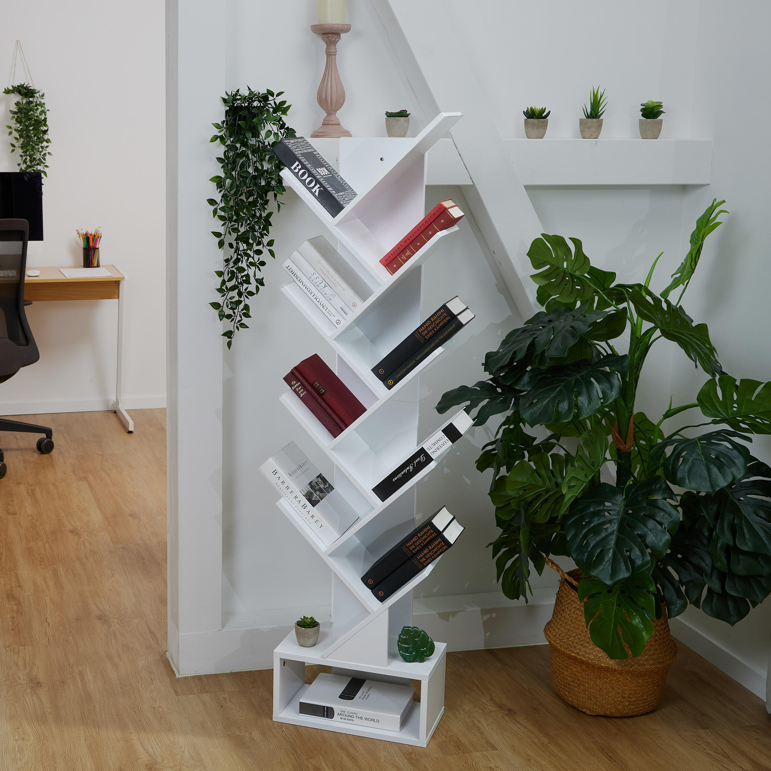 BÜCHERREGAL - Weiß, Holzwerkstoff/Wellpappe (38/146/22cm) - Relaxdays
