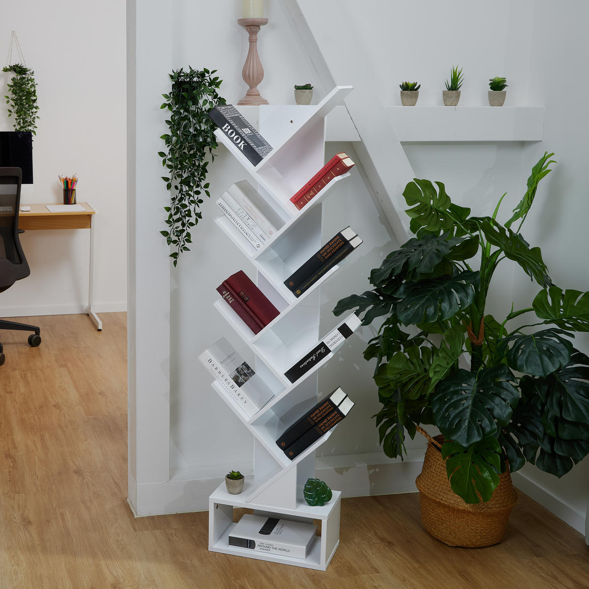 BÜCHERREGAL - Weiß, Holzwerkstoff/Wellpappe (38/146/22cm) - Relaxdays