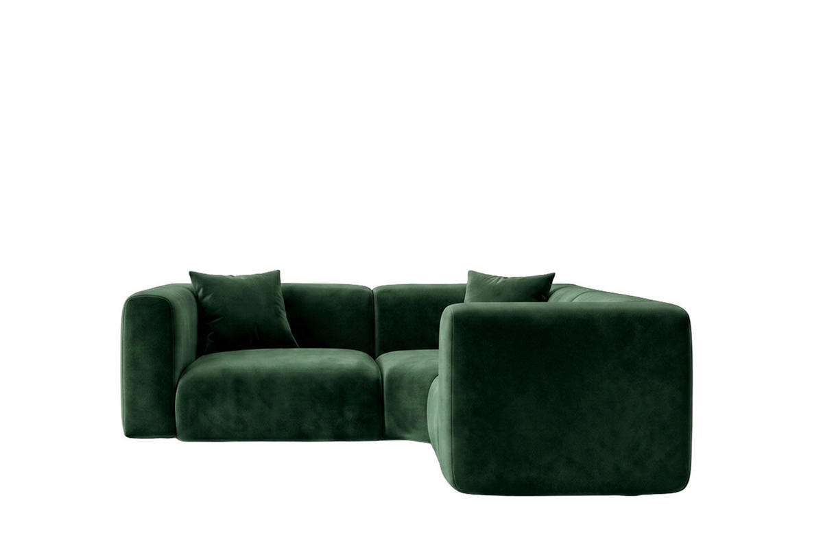 ECKSOFA Modulares, Corner Mini, Velvet-Stoff Bluvel, Grün, GRETA - Grün, Holz (190/190cm) - Kaiser Möbel