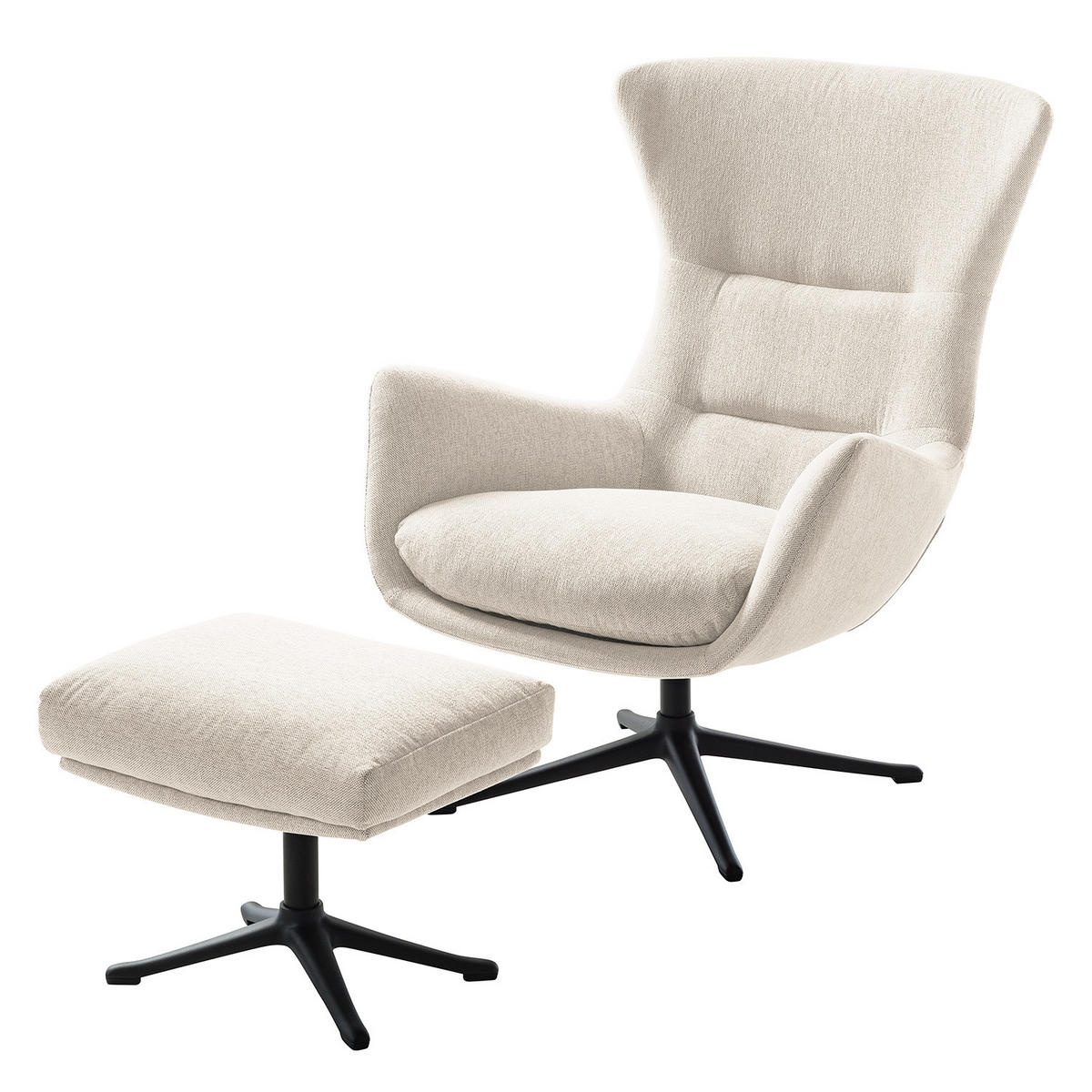 HOCKER mit Kreuzfuß - Beige/Schwarz, Textil/Metall (54/41/41cm) - home24