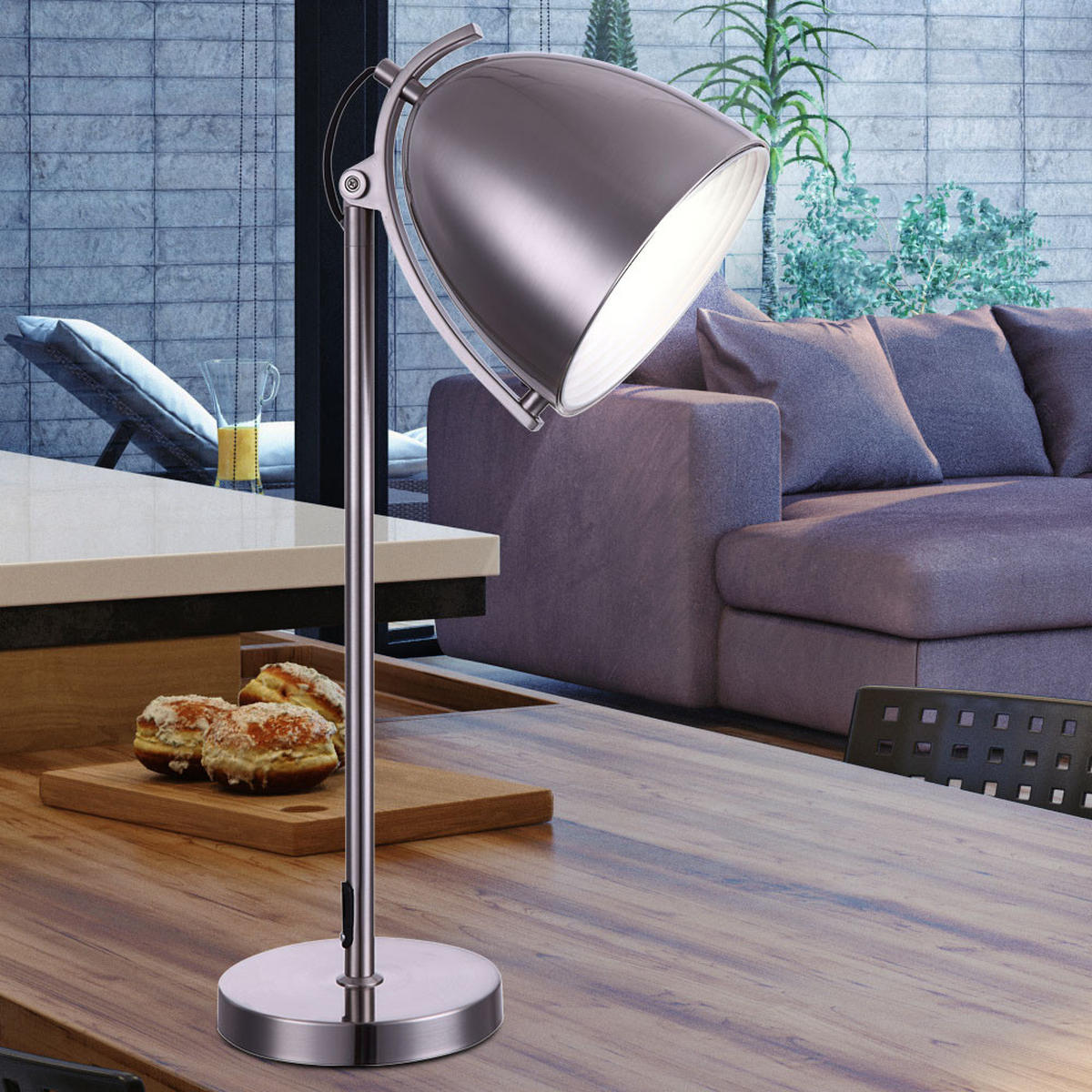 TISCHLEUCHTE JACKSON Silber Nickel matt - Silberfarben, Metall (28/20/70cm) - Globo Lighting