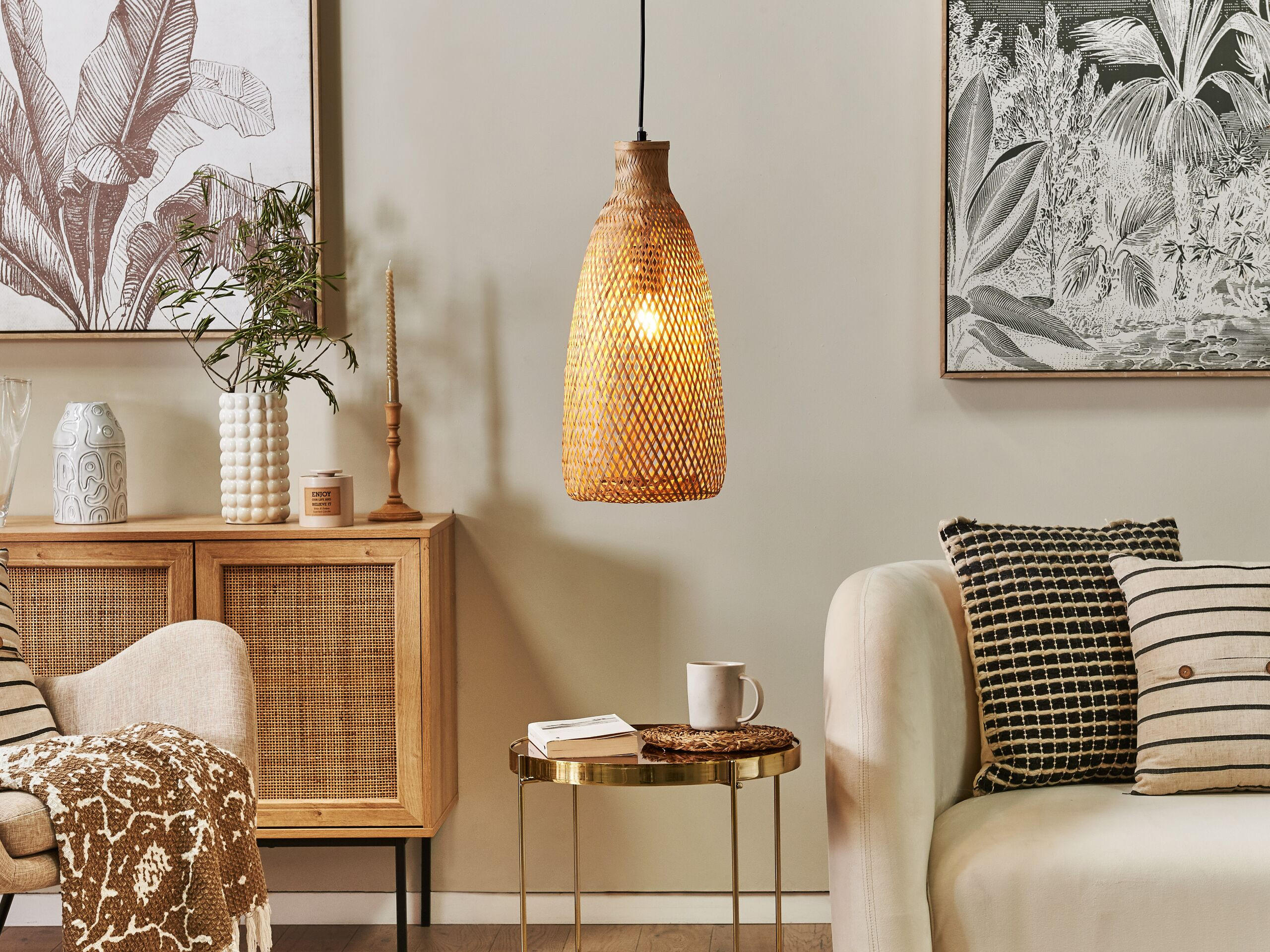 HÄNGELEUCHTE Lwela 23/23/48 cm - Hellbraun, Holz (23/23/48cm) - Beliani