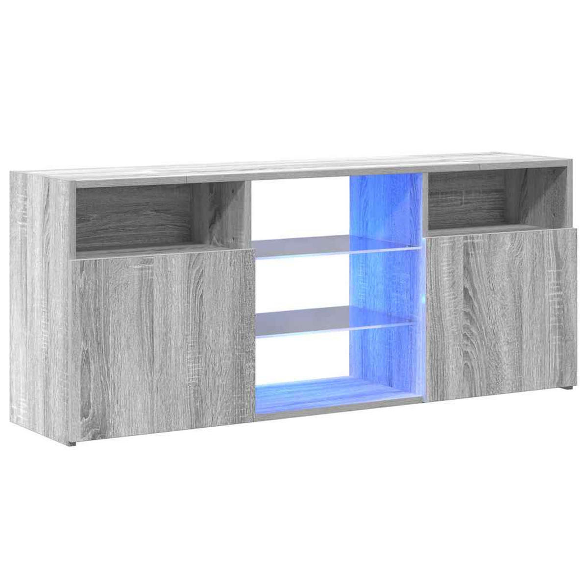 LOWBOARD mit Led-Leuchten 120/30/50 cm aus Holzwerkstoff in Grau Sonoma Dekor - Silbereichenfarben, Holz (120/50/30cm) - vidaXL