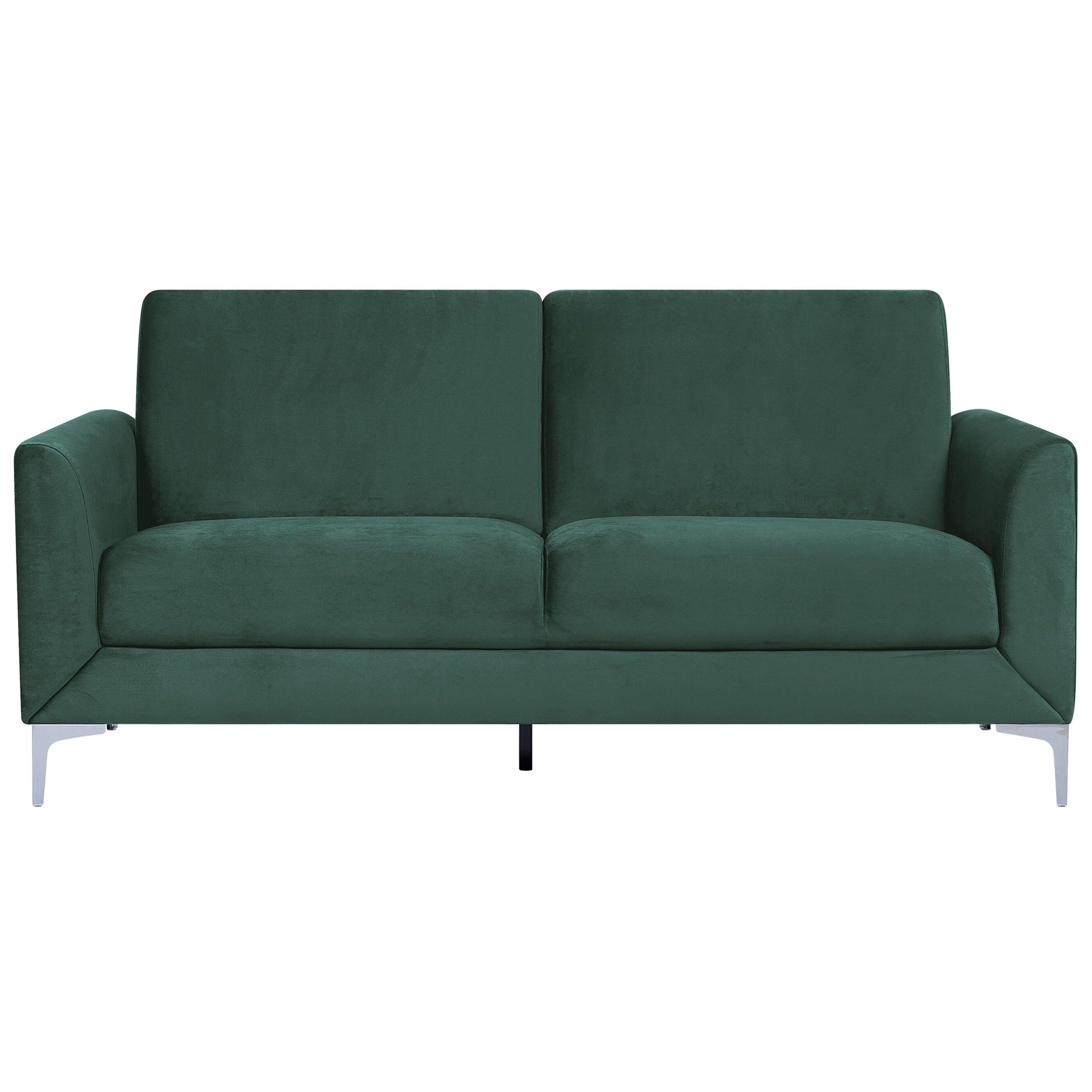 3-SITZER-SOFA Samtstoff Grün Fenes - Grün, Textil (188/90/75cm) - Beliani