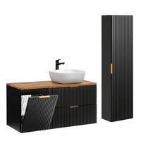 BADMÖBEL Adriel 2er-Set Schwarz und Holz - Schwarz, Holzwerkstoff (120.8/59/46cm) - Petits-meubles