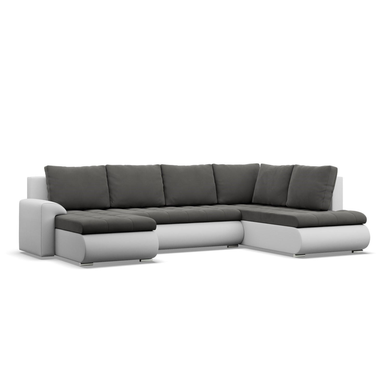U-SOFA MIT SCHLAFFUNKTION FORESTA, Dunkelgrau + Grau - Dunkelgrau/Hellgrau, Textil (300/89/200cm)