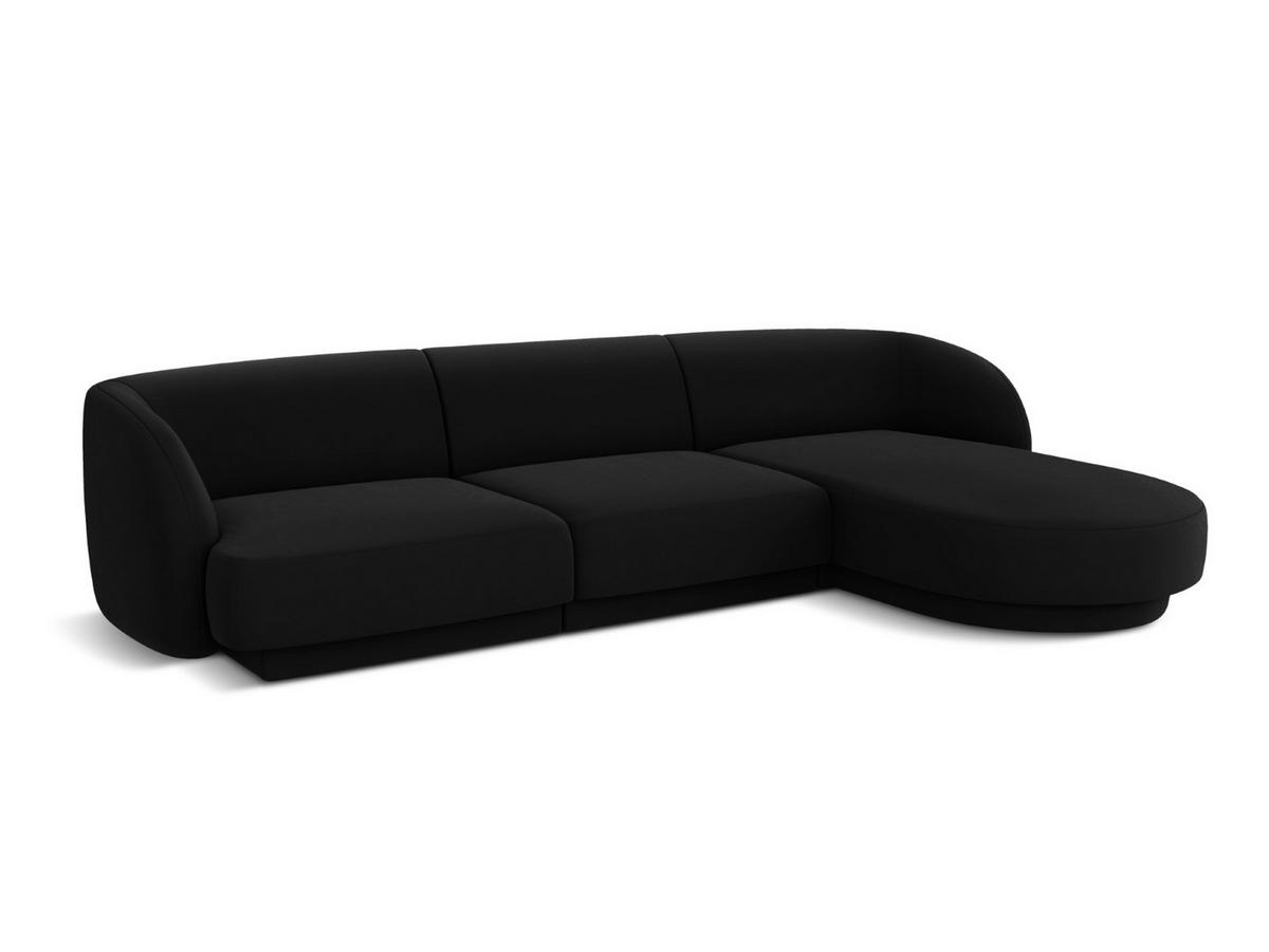 ECKSOFA rechts Miley aus Samt schwarz 4 Sitzplätze - Schwarz, Textil (156/255cm) - Micadoni