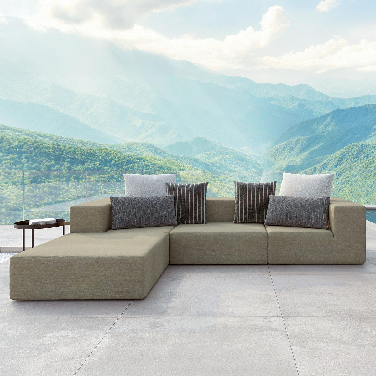 OUTDOOR-ECKSOFA - Braun, Textil/Metall - home24