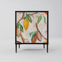 SIDEBOARD COCOA FRUITS, Schwarz, 57,5x42x72,5 cm, Schwarze Metallfüße - Multicolor/Schwarz, Holzwerkstoff/Metall (57.5/72.5/42cm) - SpaceRebels
