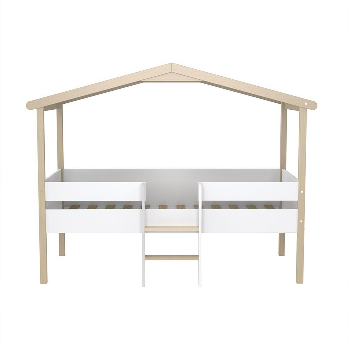 HAUSBETT PILOTI mit Matratze/ Kinderbett 90x190 - Weiß und naturholz - Multicolor, Holz (90/190cm) - Weber Industries