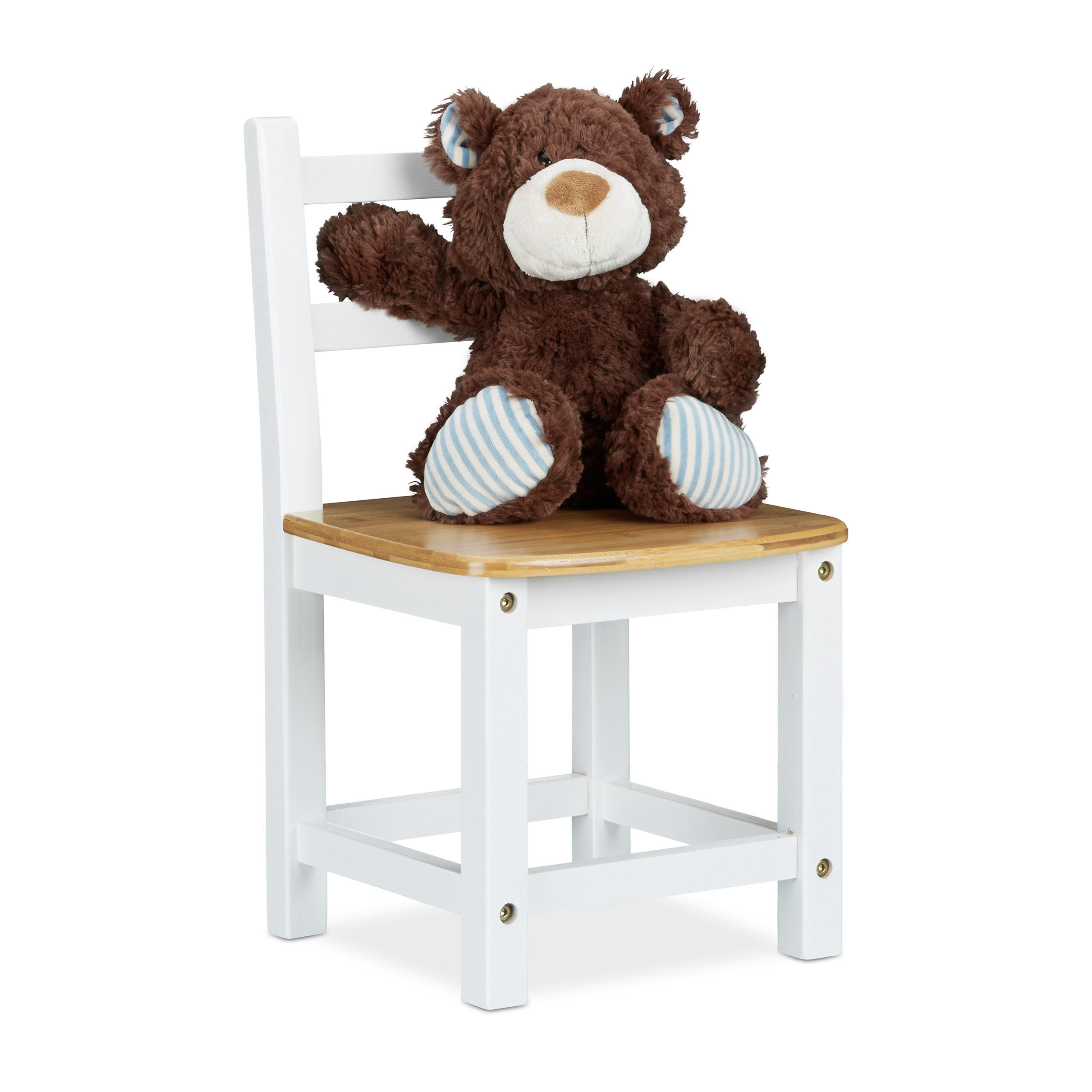 KINDERSTUHL Weiß Natur Bambus - Weiß, Holz (28.5/50/28cm) - Relaxdays