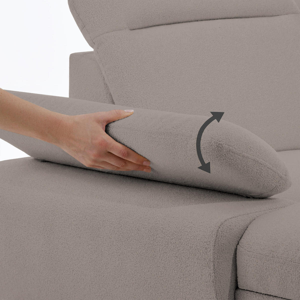 WOHNLANDSCHAFT Sora U mit Schlaffunktion und verstellbarer Sitztiefe, Kopfstützen und Armlehne, 365 cm, Hellbraun, Links - Hellbraun/Schwarz, Textil (365/107/235cm) - Beautysofa