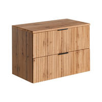 WASCHBECKENUNTERSCHRANK hängend mit Aufsatzplatte - Streifenoptik - Holzfarben hell - 80 cm - ZEVARA - Naturfarben, Holz (80/57/46cm) - Vente-Unique