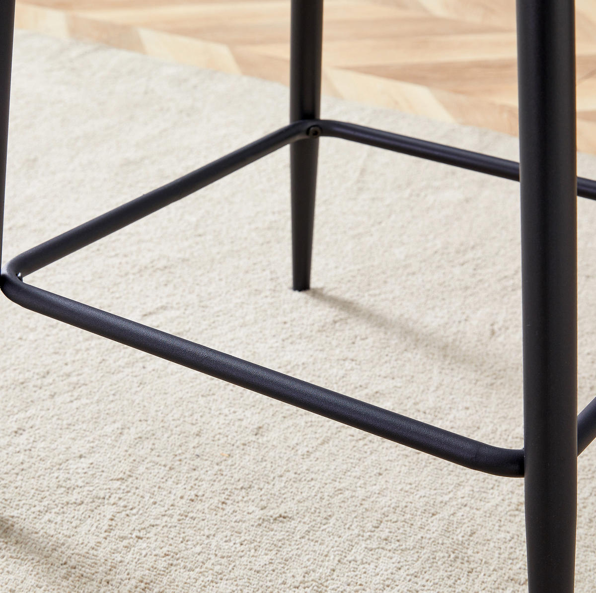 BARHOCKER Schwarz mit Metallgestell und Fußstütze - Schwarz, Kunststoff (45/102/51cm) - MIVRAY