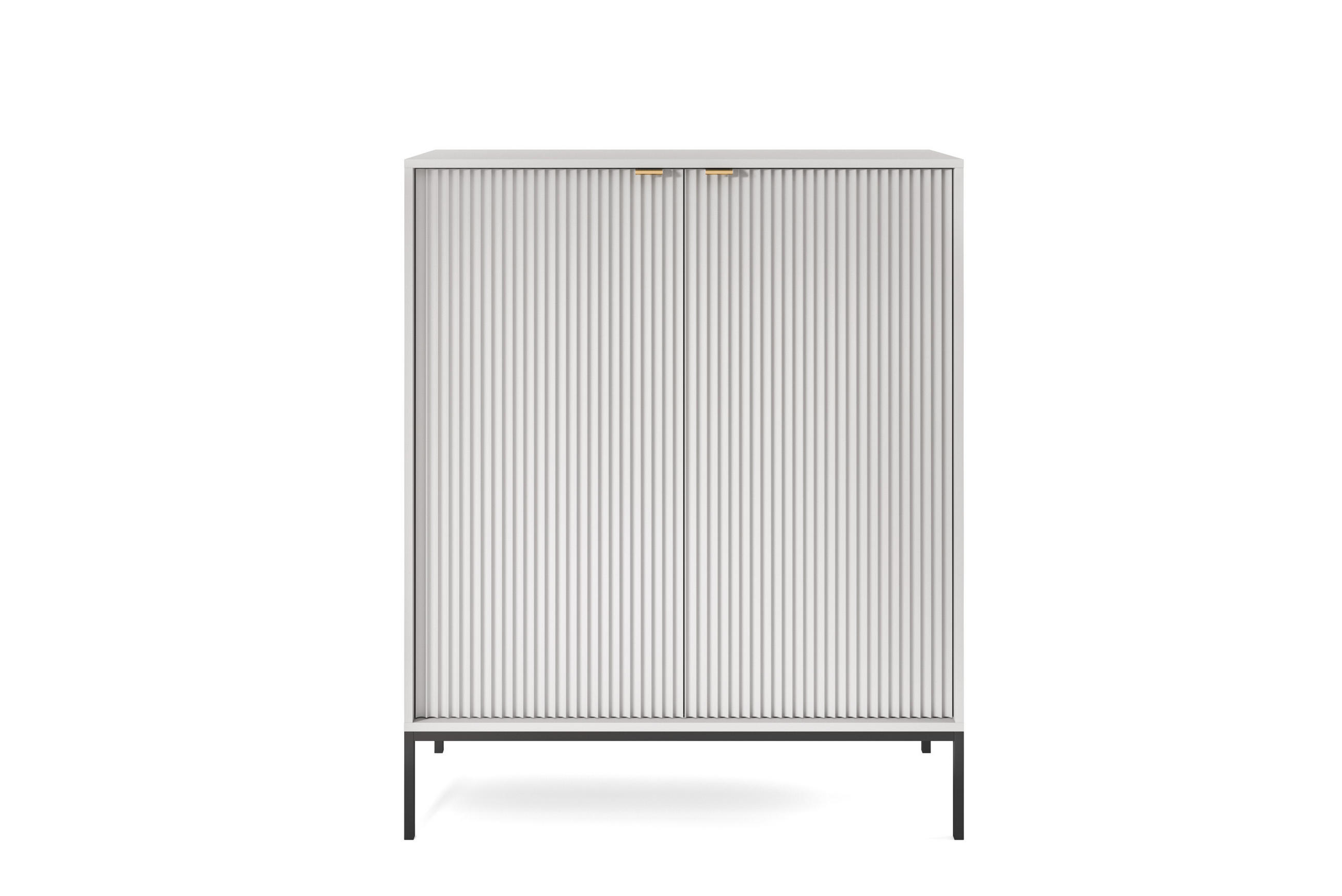 HOCHKOMMODE NOVA Geriffelt, 2-Türen, KOMMODE Schwarz, Schwarze Füße 104x39x cm Grau - Graphitfarben/Schwarz, Holzwerkstoff/Kunststoff (104/125/39cm) - DomoHome