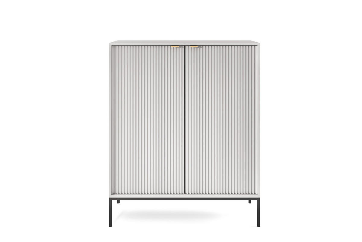 HOCHKOMMODE NOVA Geriffelt, 2-Türen, KOMMODE Schwarz, Schwarze Füße 104x39x cm Grau - Graphitfarben/Schwarz, Holzwerkstoff/Kunststoff (104/125/39cm) - DomoHome