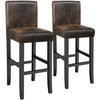 BARHOCKER 2er Set Kunstleder, Sitzhöhe 76 cm,antikbraun - Anthrazit/Braun, Holz (40/107/41cm) - tectake