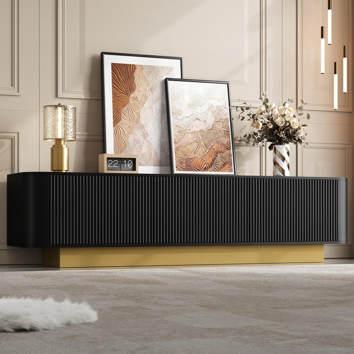 TV-ELEMENT 170/40.5/47 cm Schwarz mit Stauraum - Schwarz, Holz (170/47/40.5cm) - Oxeza
