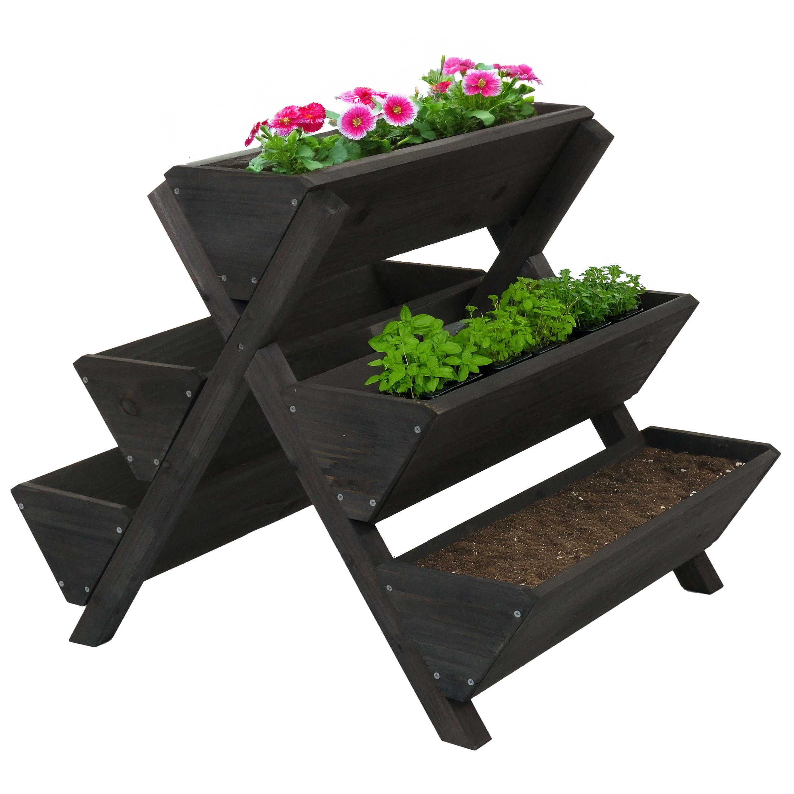 PFLANZTREPPE 56x56x70cm Anthrazit - Anthrazit, Holz (56/56/70cm) - PROREGAL