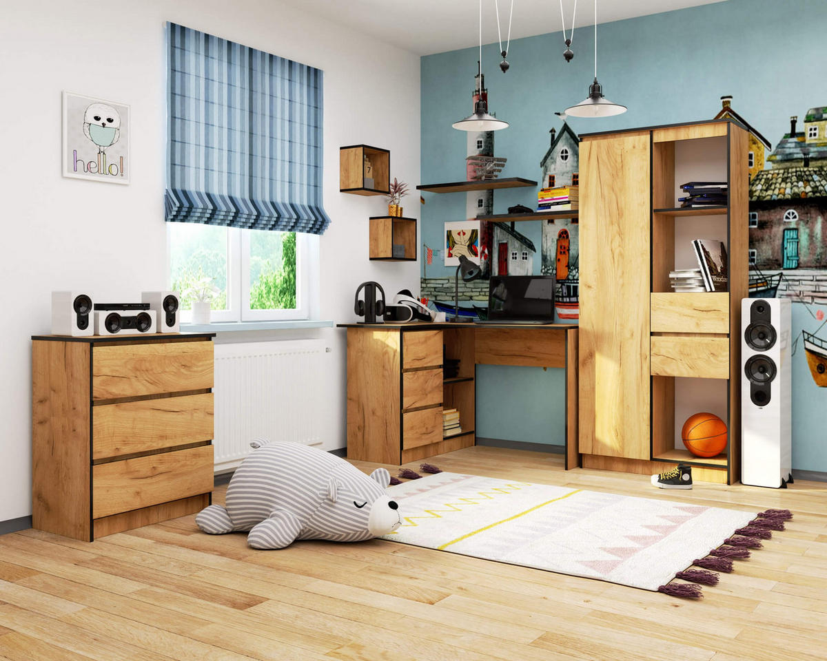 ECKSCHREIBTISCH Eichenfarben 124x85x77 cm - Eichefarben, Holzwerkstoff (85/124/77cm) - Akord