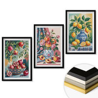 WANDBILDER 3er-Set - 40x60 cm Schwarzer Rahmen - Blumen und Früchte in Vasen - Schwarz, Kunststoff (40/60cm) - ArtPrintCave