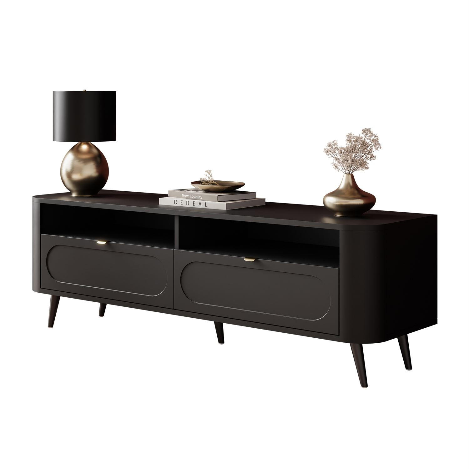 TV-SCHRANK SHADOW II 2S mit Schubladen - Schwarz, Holzwerkstoff (138/46/40cm) - Lookway