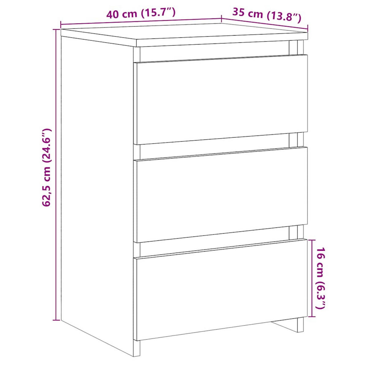 NACHTTISCH Artisan-Eiche 40/35/62,5 Cm Holzwerkstoff - Braun, Holzwerkstoff (35/62.5/40cm) - vidaXL