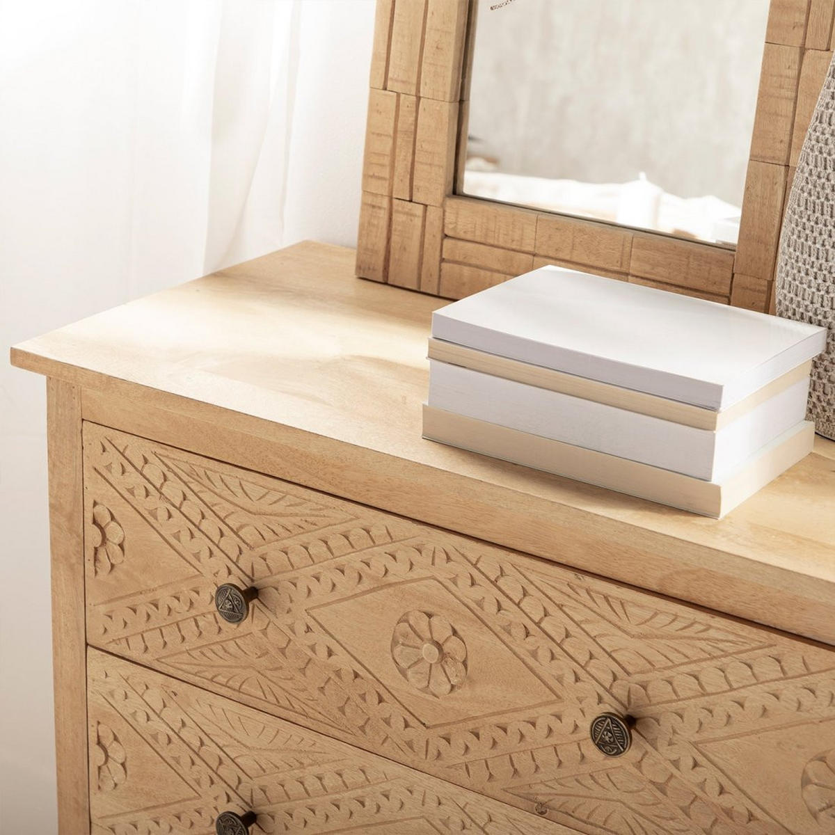 KOMMODE MIT SCHUBLADEN Nala Natürlich 80 cm x 80 cm - Naturfarben, Holzwerkstoff (80/80/40cm)