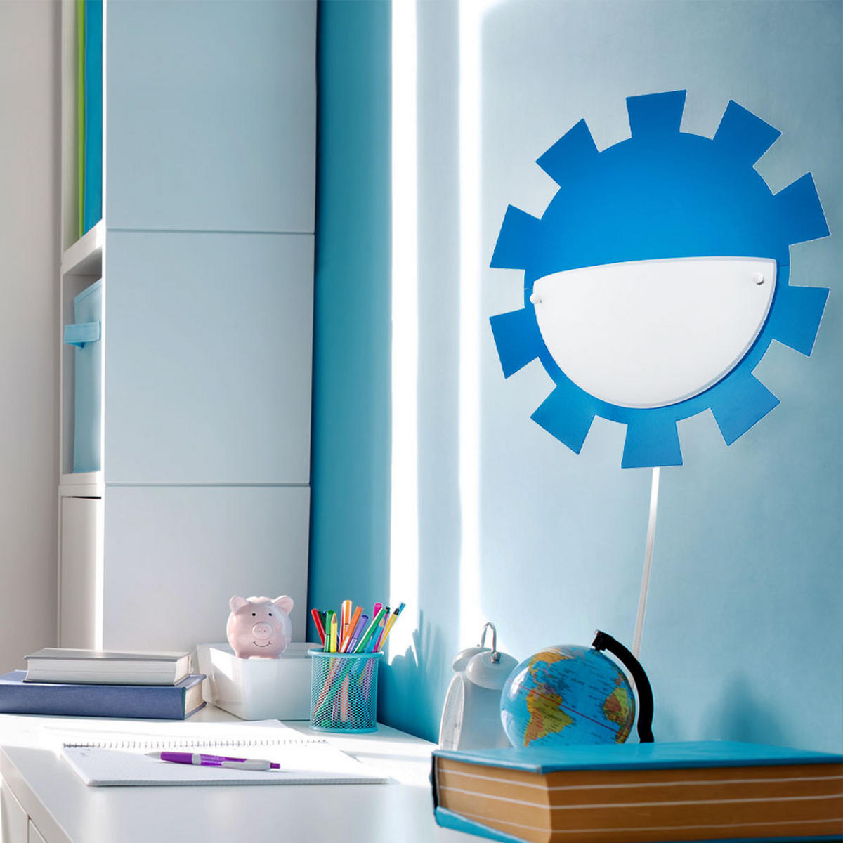 LED WANDLEUCHTE Stahl Blau - Blau, Glas (35/8/35cm)