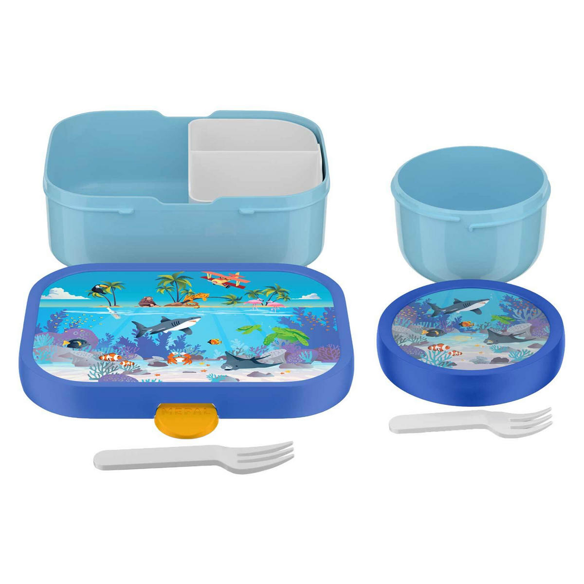OBST- UND BENTOBOX Campus (2025) Tropical Ocean 300 & 750 ml 2er Set - Blau/Hellblau, Kunststoff (1/1/1cm) - Mepal