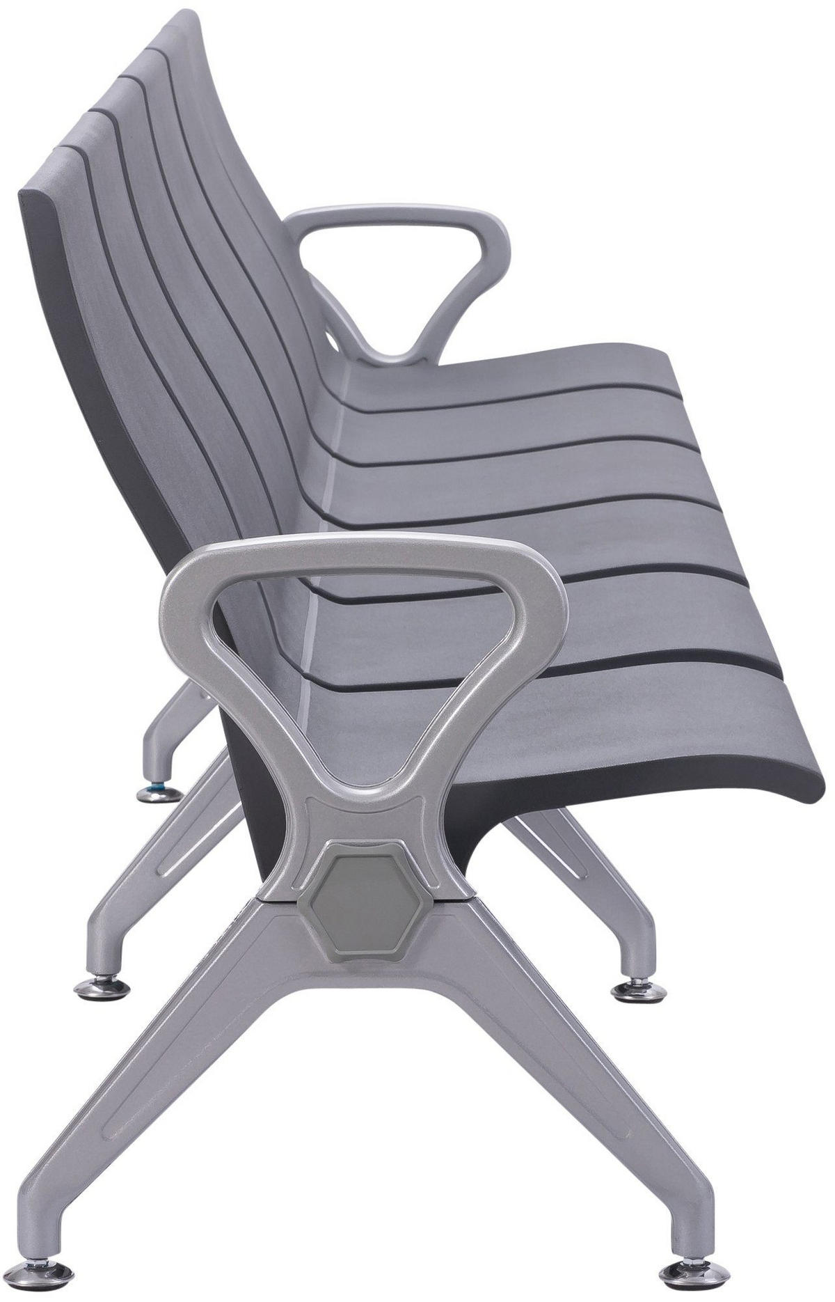 WARTEBANK Erik 6-Sitzer 338x59x89cm Kunststoff Grau Sitzbank - Grau, Kunststoff (338/89/59cm) - DELUKE