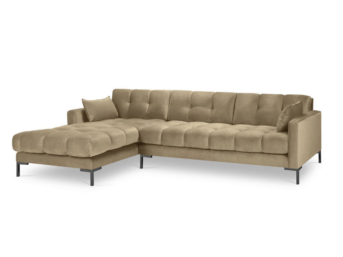 ECKSOFA links Mamaia aus Samt beige 5 Sitzplätze - Beige, Textil (185/293cm) - Micadoni