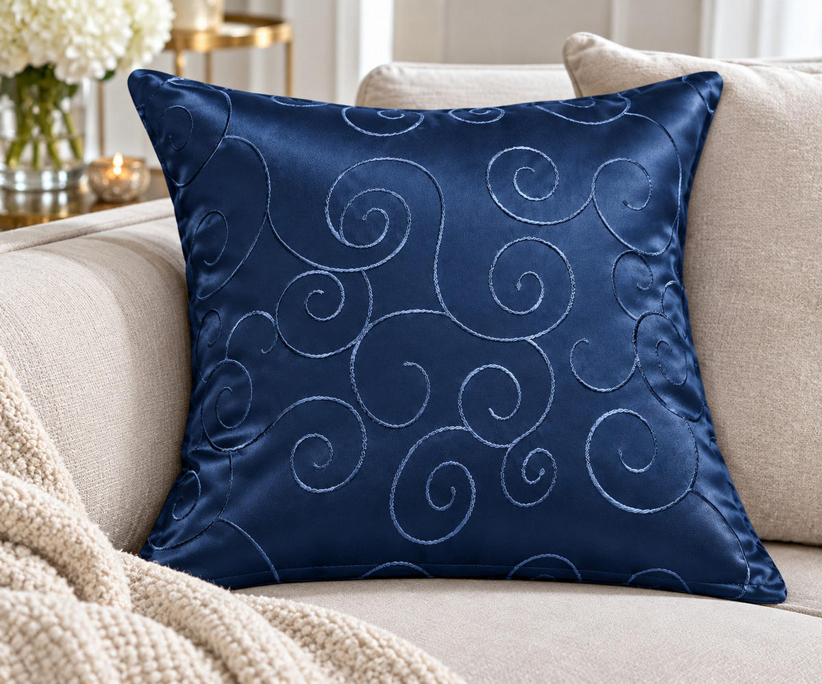 KISSENBEZUG 60/60 cm Dunkelblau Damast Circle - Dunkelblau, Textil (60/60cm) - TiborTex