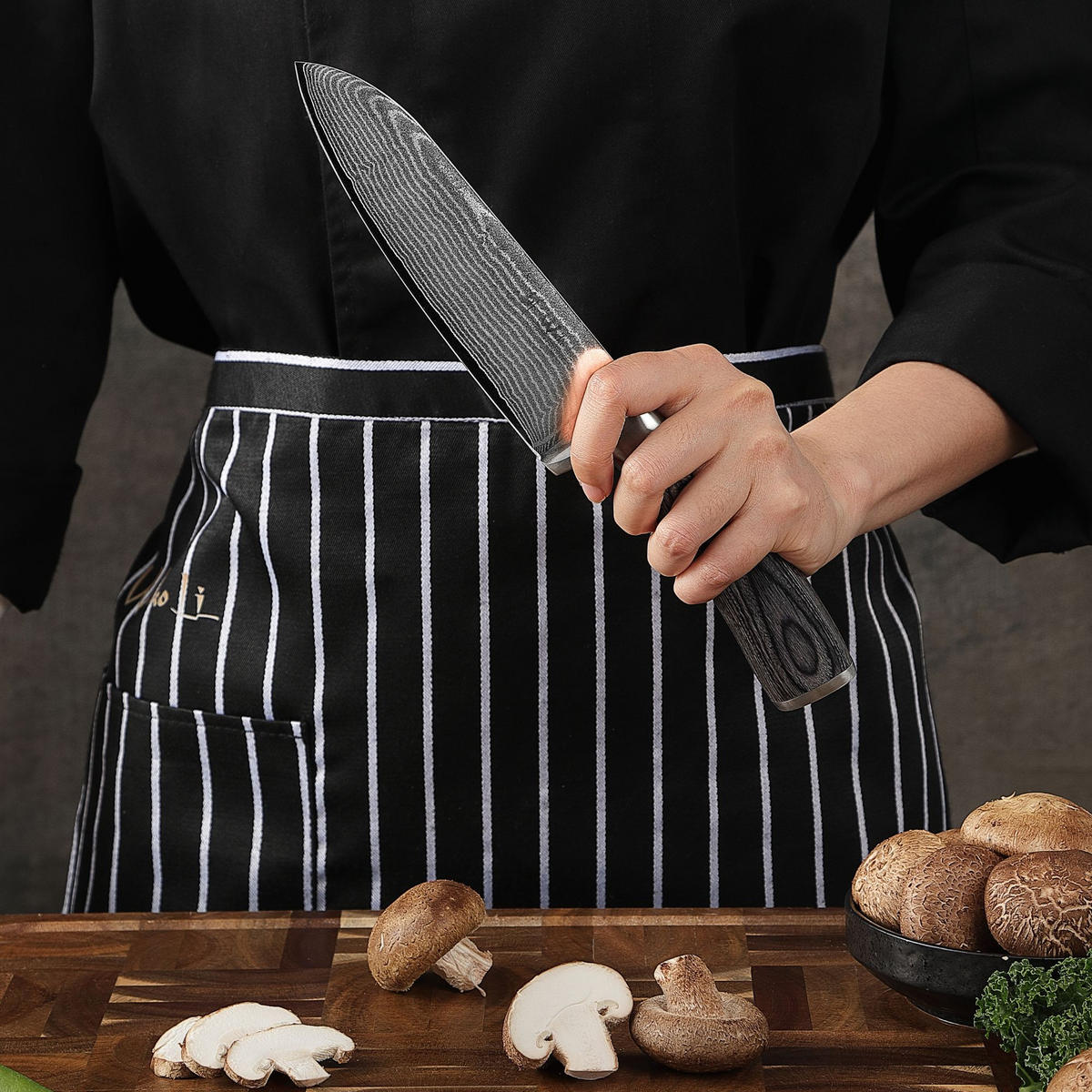 MESSERSET 3-TEILIG 8–17 cm - Grau, Holz/Metall - Wakoli