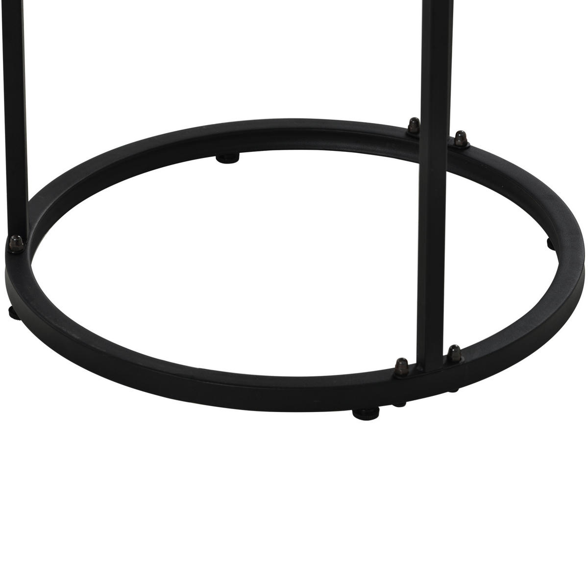 2ER Set runde Couchtische, groß & klein, MDF in Eichefarben, Metallrahmen, 50/70,5 + 45,5/44 cm,Eichefarben - Eichefarben, Holzwerkstoff (70.5/70.5/50cm) - Redom