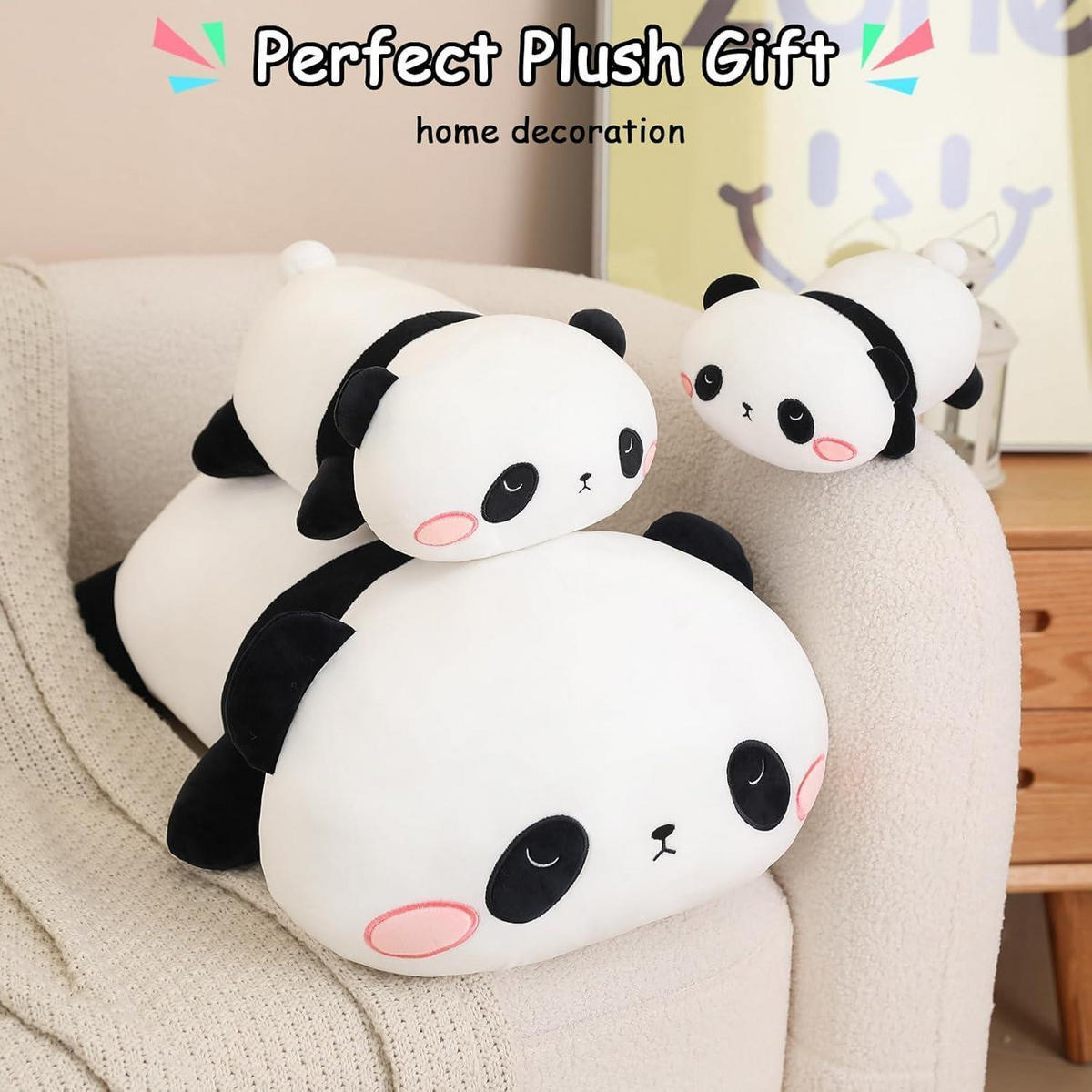 PLÜSCHKISSEN Panda 35 cm - Multicolor, Textil (12.7/20.3cm)
