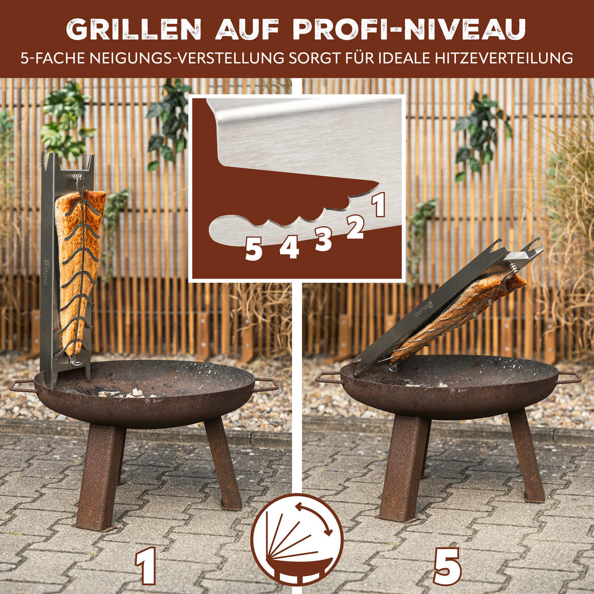 FLAMMLACHSBRETT aus Edelstahl - Edelstahlfarben, Metall (16/60/4cm) - eluno