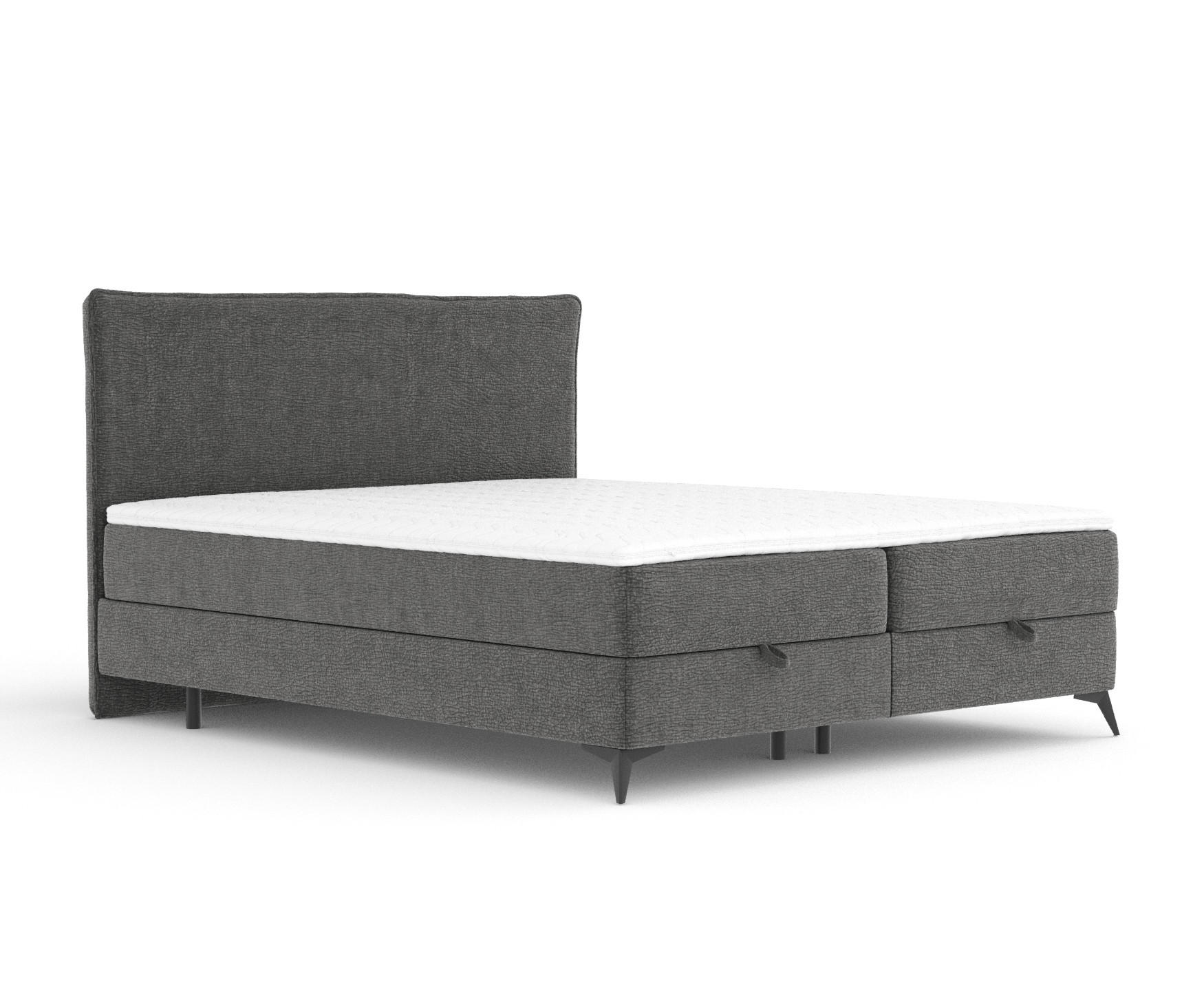 BOXBETT Peru Grau 180/200 cm im Chenille-Stoff - Schwarz/Grau, Holz/Holzwerkstoff (180/200cm) - Maison de Reve