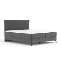 BOXBETT Peru Grau 180/200 cm im Chenille-Stoff - Schwarz/Grau, Holz/Holzwerkstoff (180/200cm) - Maison de Reve