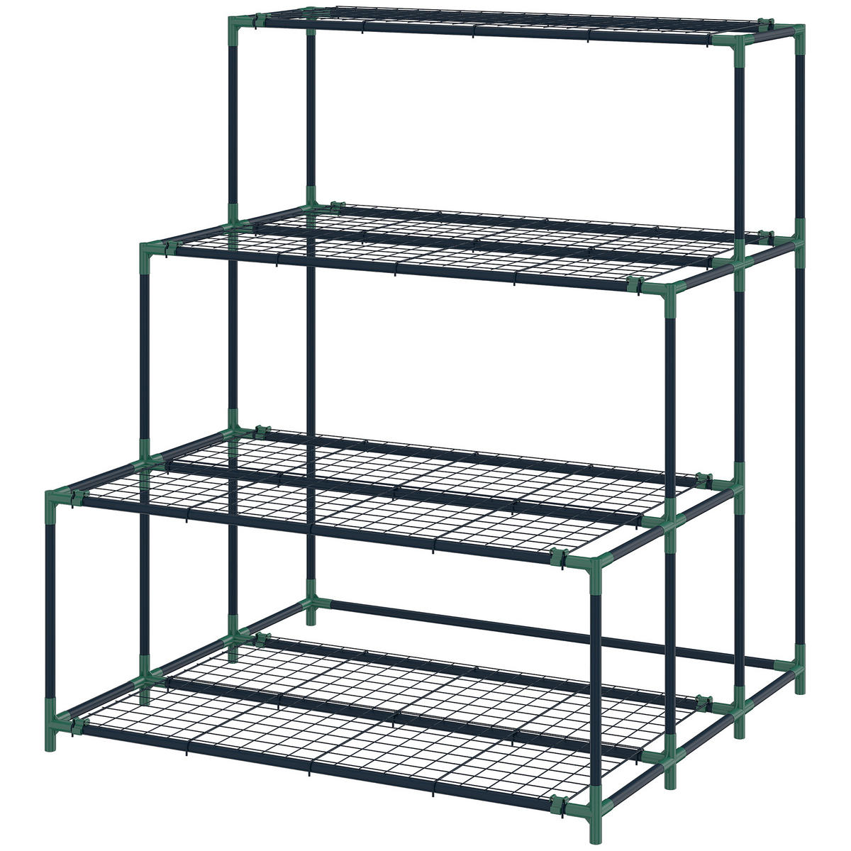 PFLANZENSTÄNDER DE-05431 4 Etagen, mit 24 Clips, Stahl Dunkelgrün - Dunkelgrün, Metall (94/84/110cm) - ComfortXL