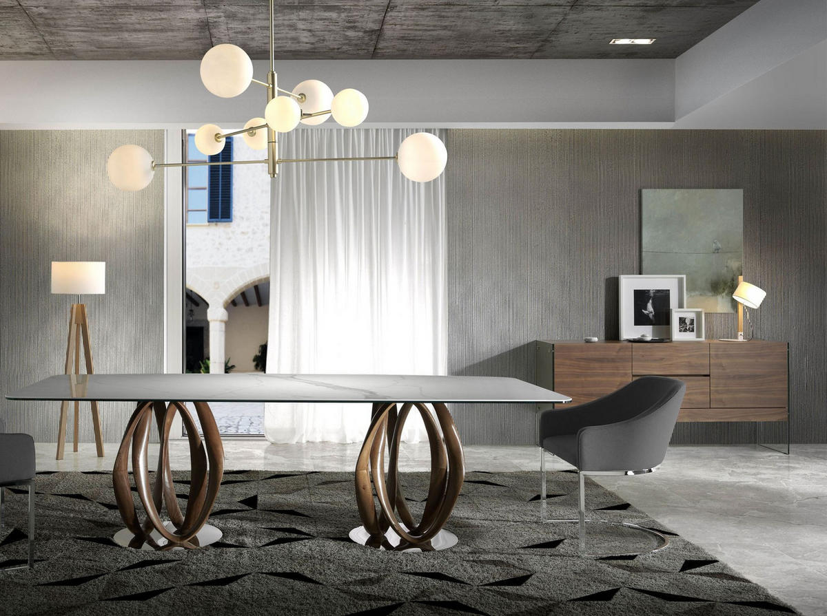 SIDEBOARD Sideboard Nussbaum und gehärtetes Glas 180/45/85 cm - Transparent/Walnussfarben, Glas/Holz (180/85/45cm) - ANGEL CERDA