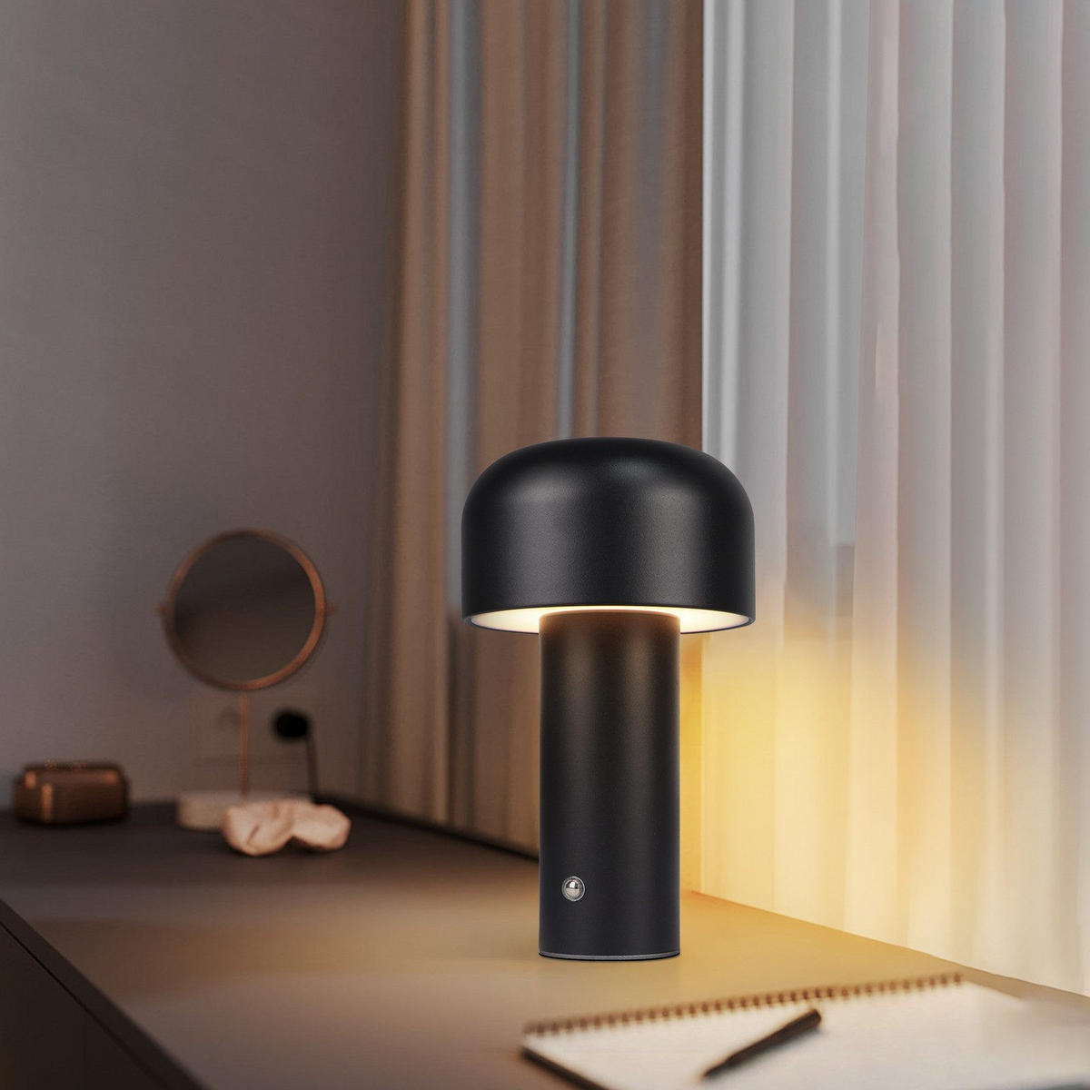 TISCHLAMPE Irralux 12.6/6.0/21.6 cm - Schwarz, Metall (21.6/12.6/6cm) - ZMH