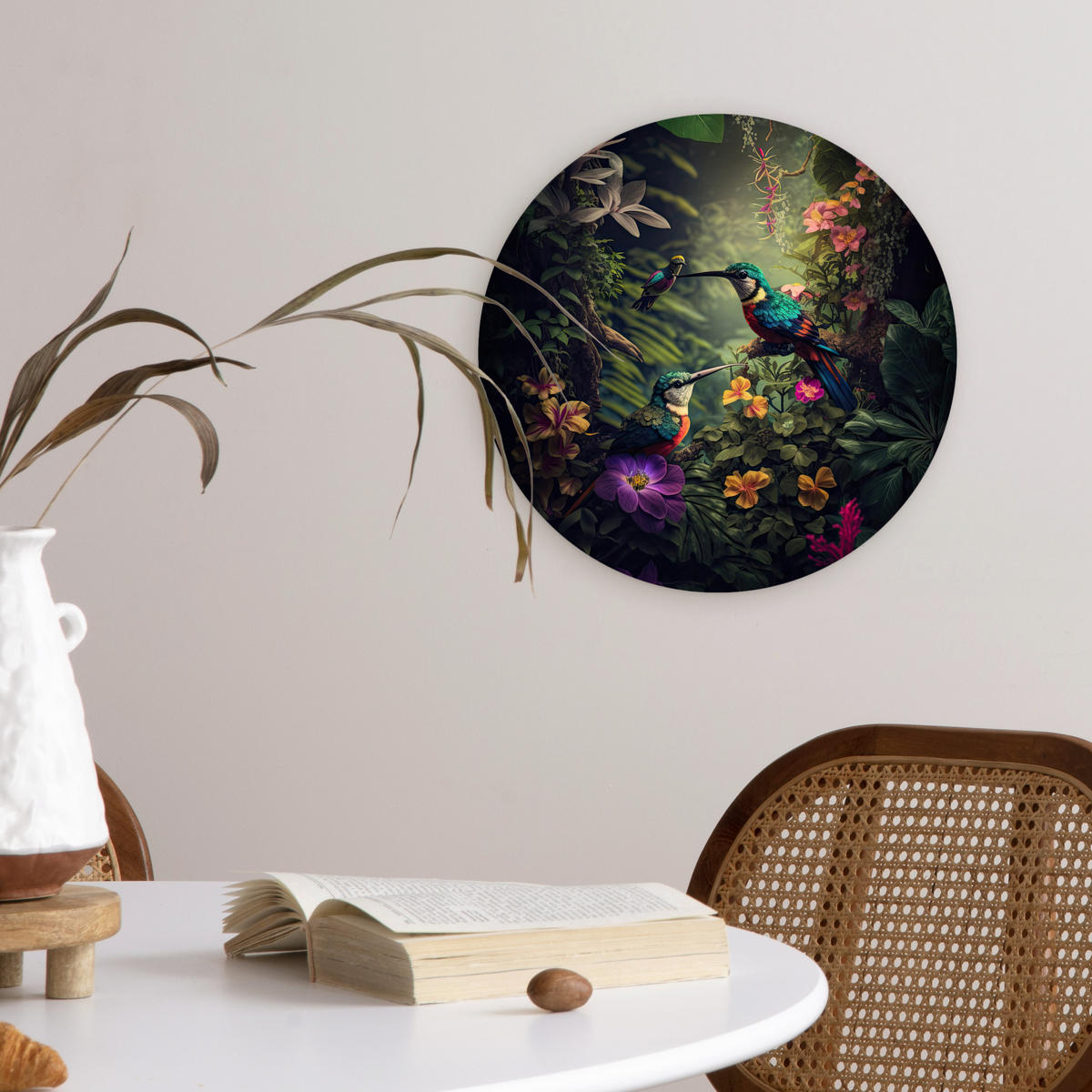 WANDBILD Blumen - Vogel - Dschungel - Pflanzen 30x30 cm - Petrol, Kunststoff (30/30cm) - MuchoWow
