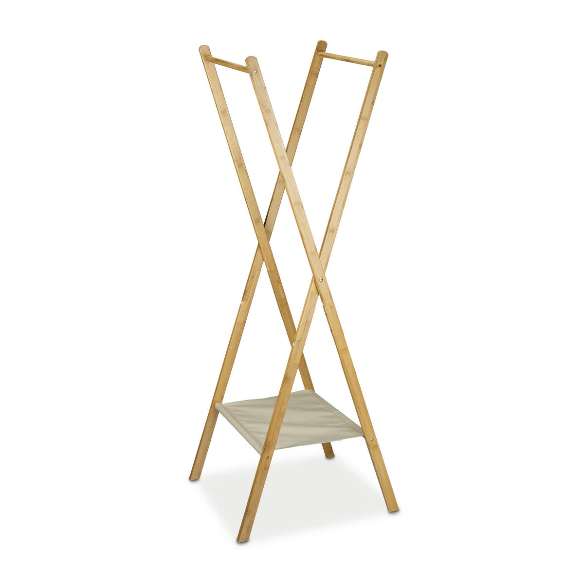 KLEIDERSTÄNDER - Hellbraun, Holz/Textil (50/164/58cm) - Relaxdays