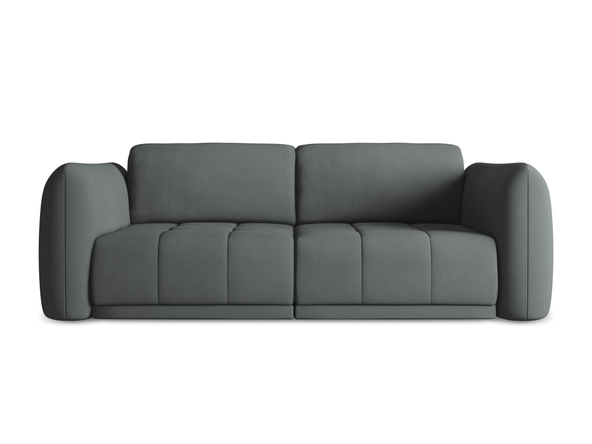 3-SITZER SOFA Chenille Stoff Grau - Schwarz/Graphitfarben, Kunststoff/Textil (210/74/105cm) - Makamii