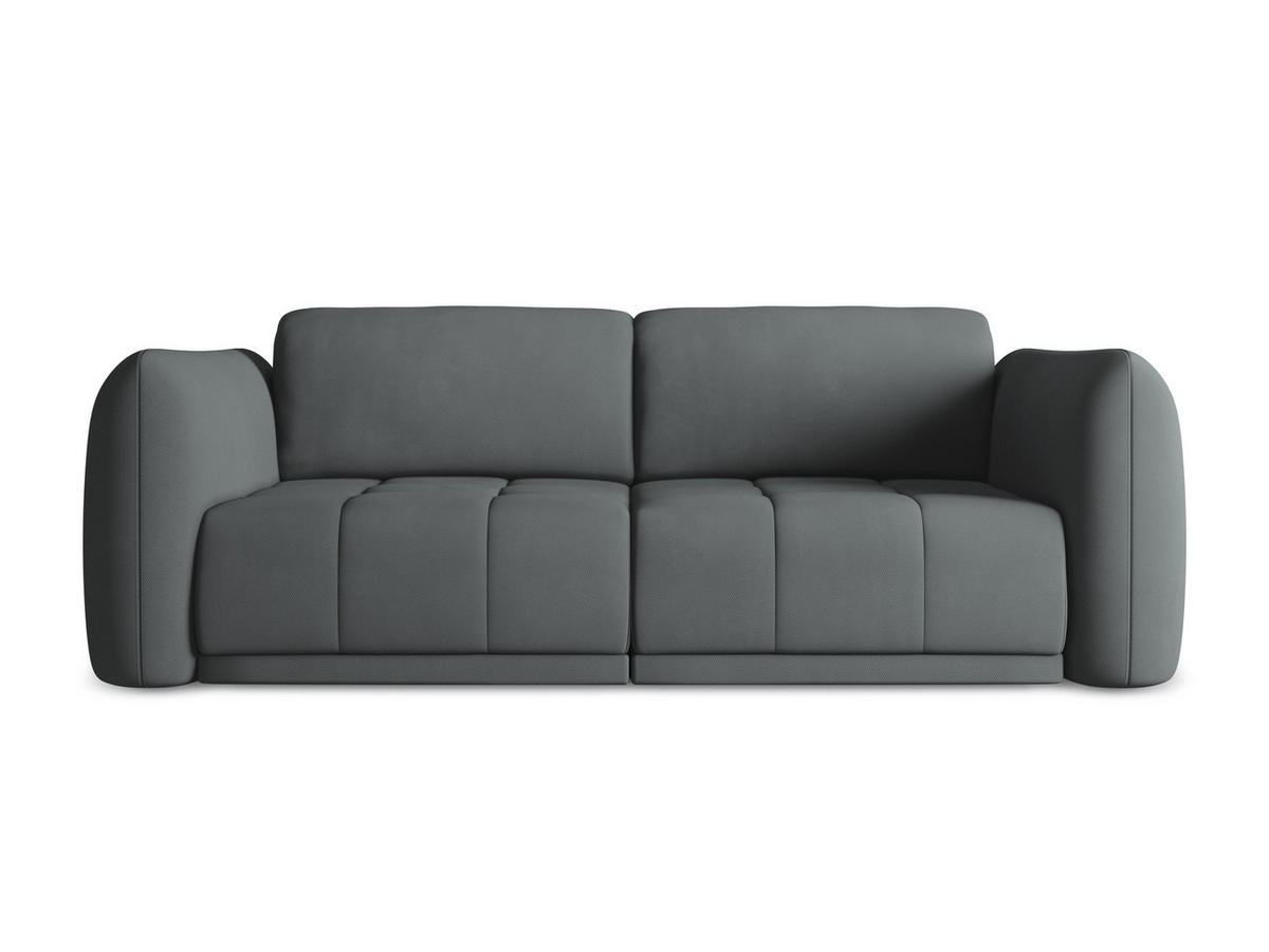3-SITZER SOFA Chenille Stoff Grau - Schwarz/Graphitfarben, Kunststoff/Textil (210/74/105cm) - Makamii