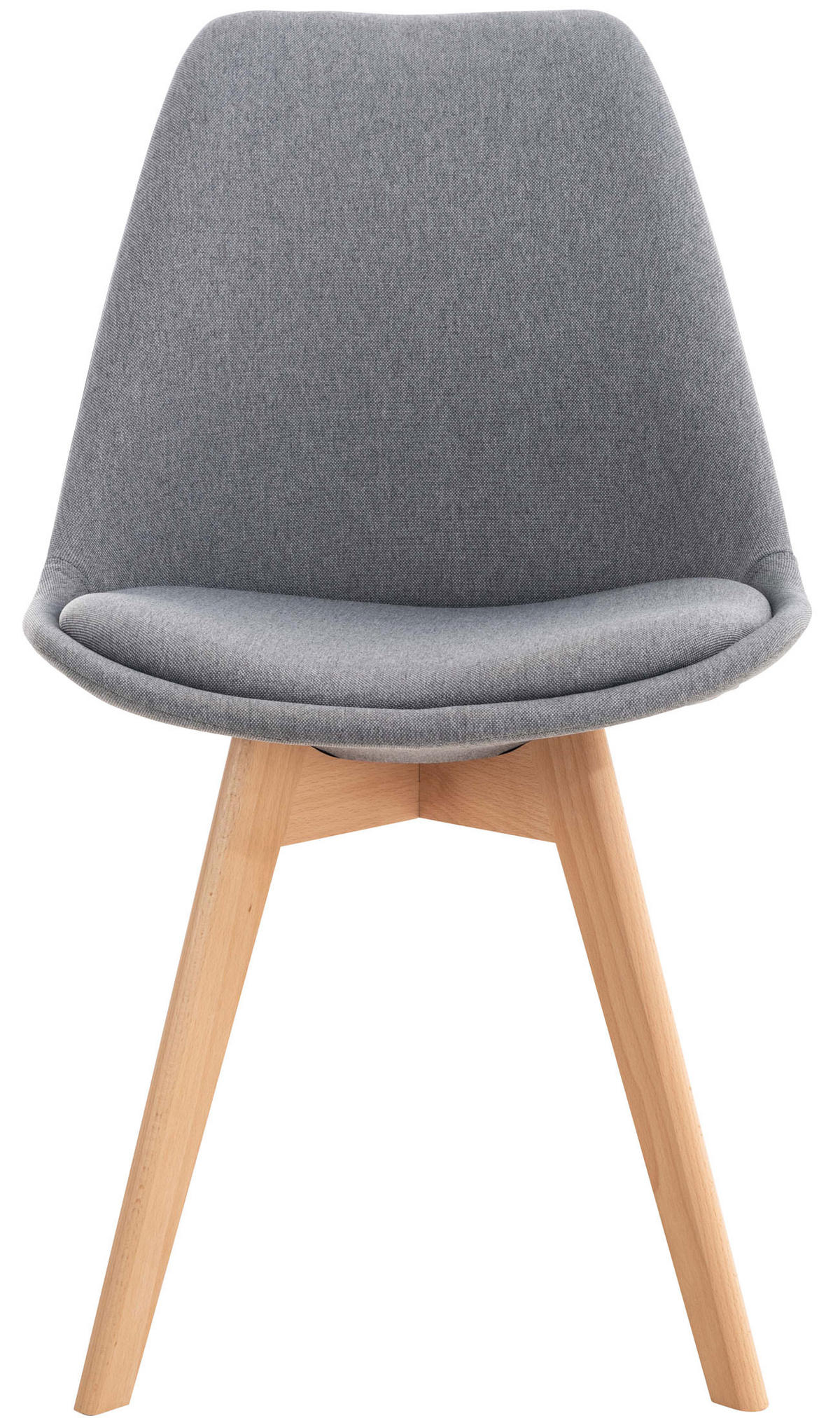 STUHL Stoff hellgrau - Eukalyptusholzfarben/Hellgrau, Holz/Textil (49/83/50cm) - CLP